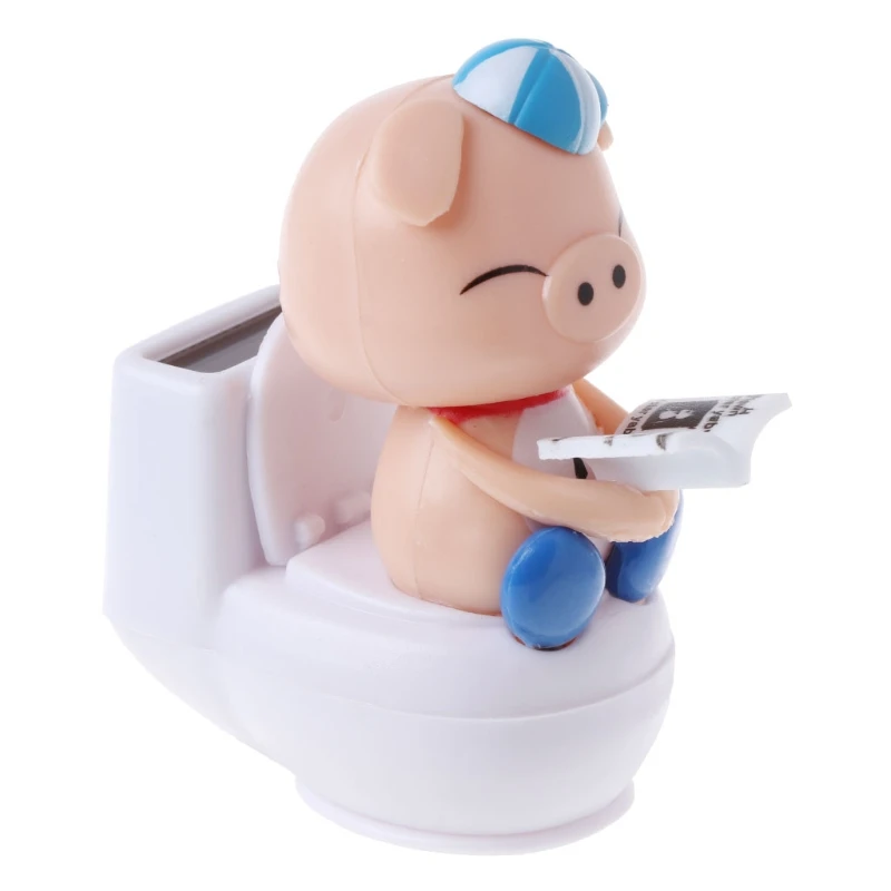 Свинка на солнечной батарее сидящая унитазе украшение для автомобиля детская