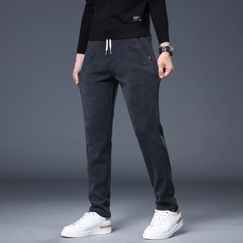 Брюки мужские вельветовые модные деловые повседневные удобные штаны с