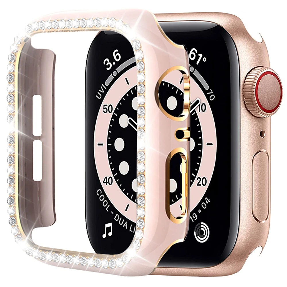 Фото Женский чехол со стразами для Apple Watch 7 6 se 40 мм 44 мм 41 мм 45 мм iWatch Series 5 3 38 мм 42 мм защитные чехлы аксессуары №1