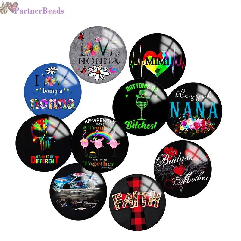

Mimi NANA Love Round Photo Glass Cabochon Demo Flat Back Making Findings 20mm Snap Button N4391