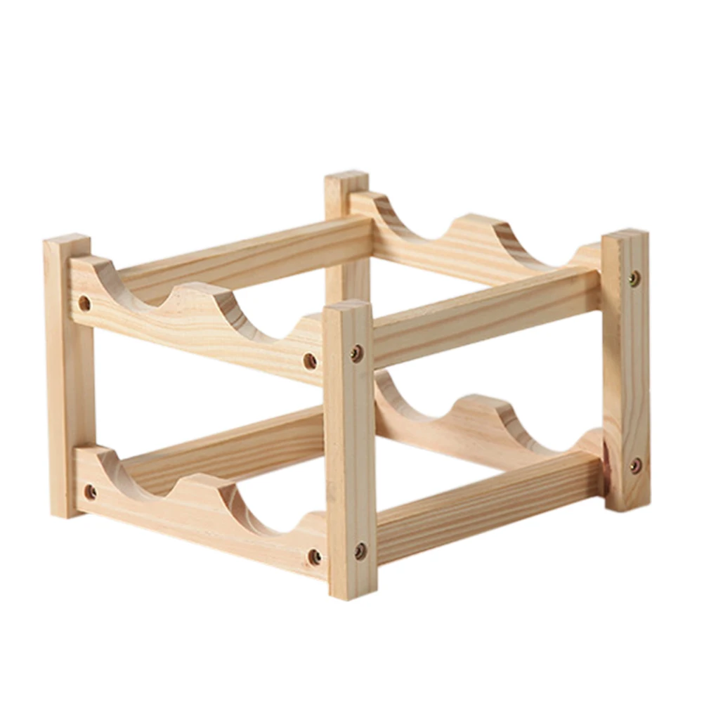 

Wine Bottle Rack Double-layers Wine Display Shelf Wooden Red Wine Display Rack