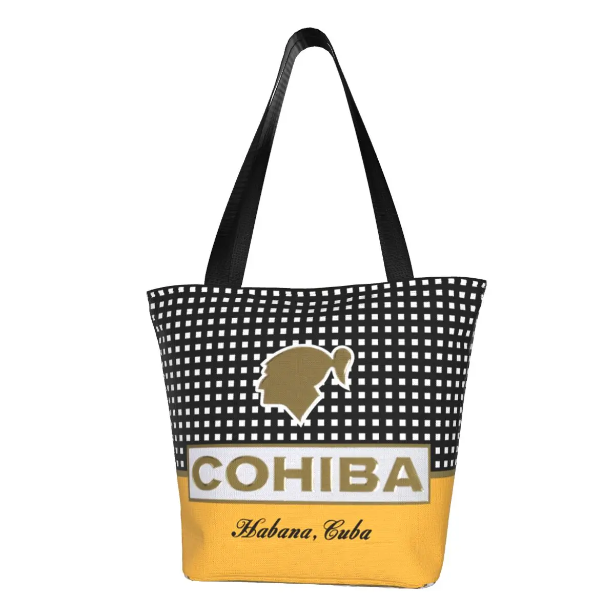 

Habana Cuba Cigar Cohiba Grocery Shopping Tote Bag Women Funny Canvas Shopper Shoulder Bag Large Capacity Handbag