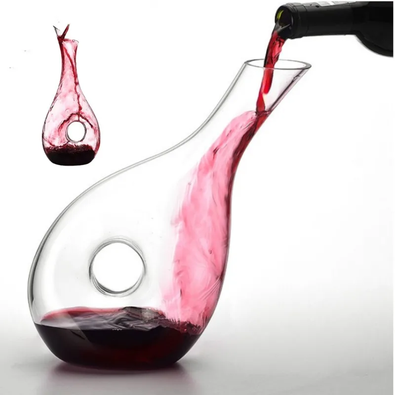 

1000-1500ML Decanter Lead-free Crystal Wine Separator Snail-shaped Awakening Pot Long-necked Distiller Household Bar Alcoholics