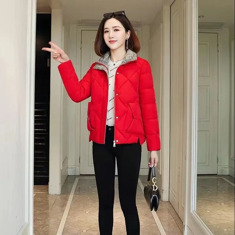 Women Office Lady Fashion Warm Down Coats Autumn Winter Simple Solid Colors Big Pocket Parkas New Korean Chic Casual Outwears