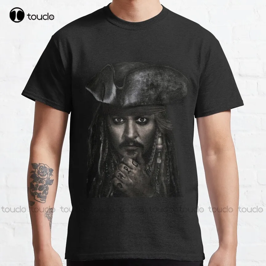 

"Mr Depp" Captain Jack Classic T-Shirt Johnny Depp White Shirts Custom Aldult Teen Unisex Digital Printing Tee Shirts
