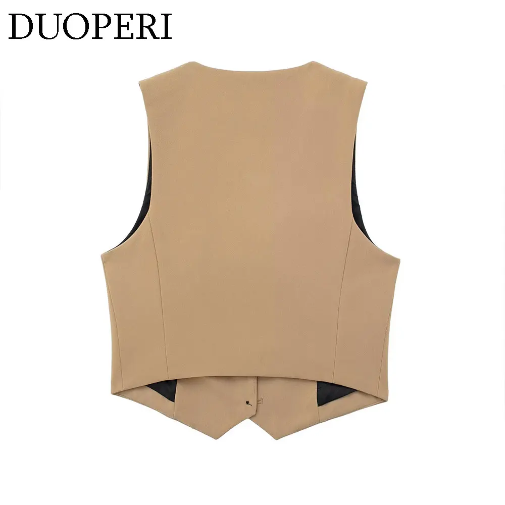 Модный женский базовый жилет DUOPERI с V-образным вырезом Женский шикарный