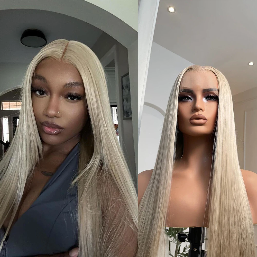 Парик женский Платиновый пепепельный светлый предварительно выщипанный