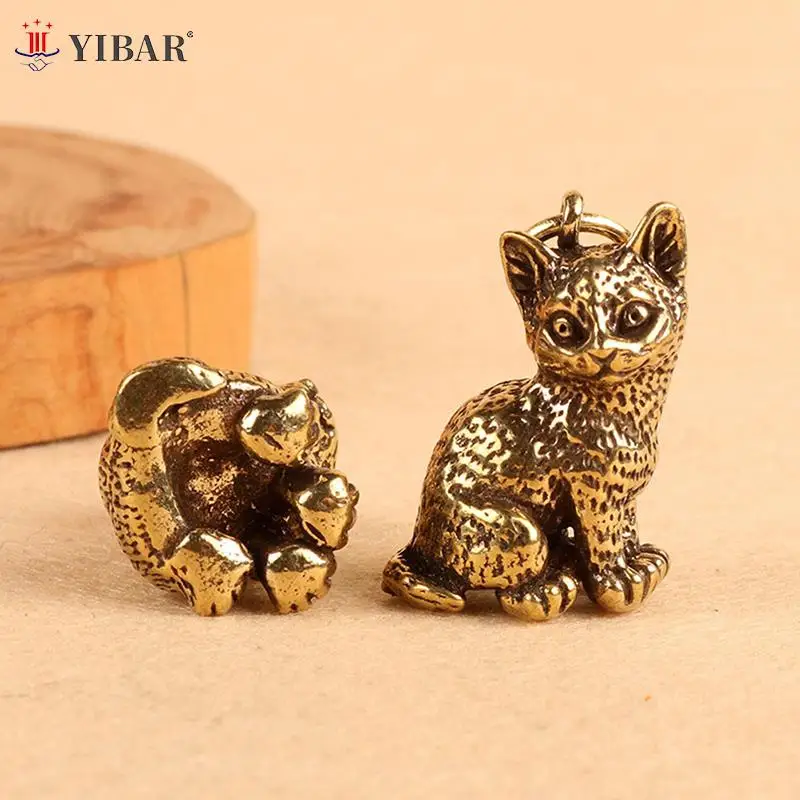 

Pure Copper Cat Keychain DIY Hanging Accessories Jewelry Cute Keyring Pendant