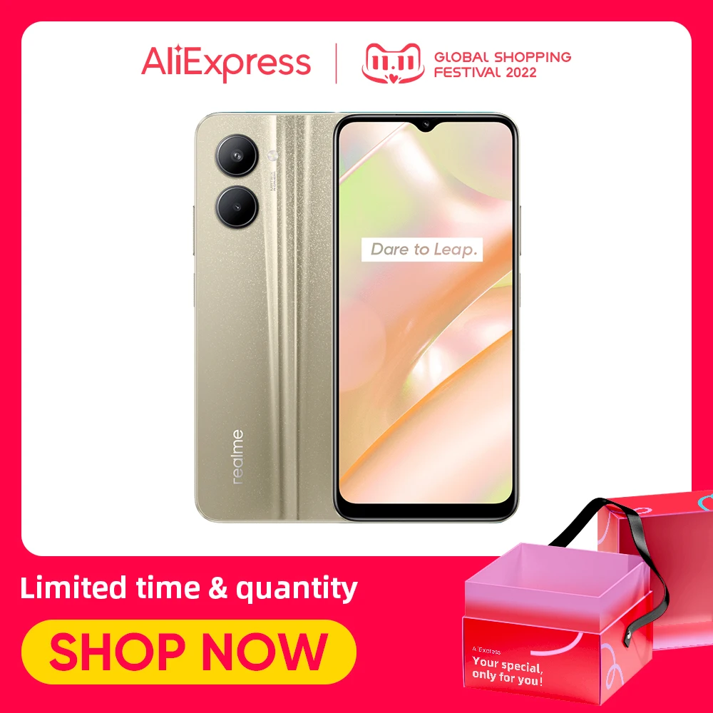 Najtaniej Realme C33 Smartphone 50MP AI Kamera 5000mAh Bateria 8.3mm Ultra Cienki 6.5