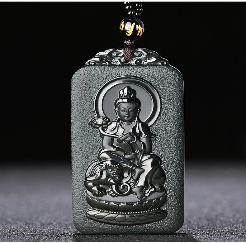 Natural Hetian Cyan Jade Buddha Carving Dragon Patron Saint Black Green Pendant Necklace Exquisite Jewelry Men Women with Chain
Natural Hetian Cyan Jade Buddha Carving Dragon Patron Saint Black Green Pendant Necklace Exquisite Jewelry Men Women with Chain