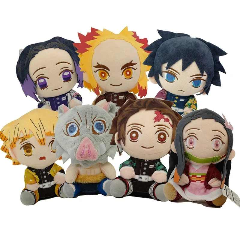 

7pcs/set 20cm Demon Slayer Plush Doll Kawaii Nezuko Shinobu Tanjiro Mitsuri Zenitsu Cosplay Stuffed Plush Toys Kimetsu No Yaiba