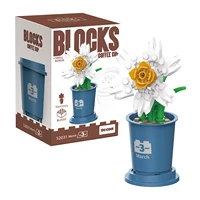 romantic flower bouquet building block bricks anime figure toys friends princess kit set gift for girl simulation narcissus