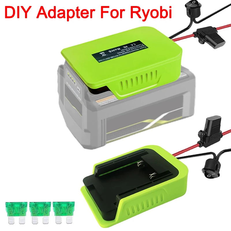 

Адаптер для аккумулятора Ryobi, преобразователь для литиевой батареи 40 в, колесный адаптер с предохранителем и переключателем, провод 14 AWG для игрушек и машинок с дистанционным управлением