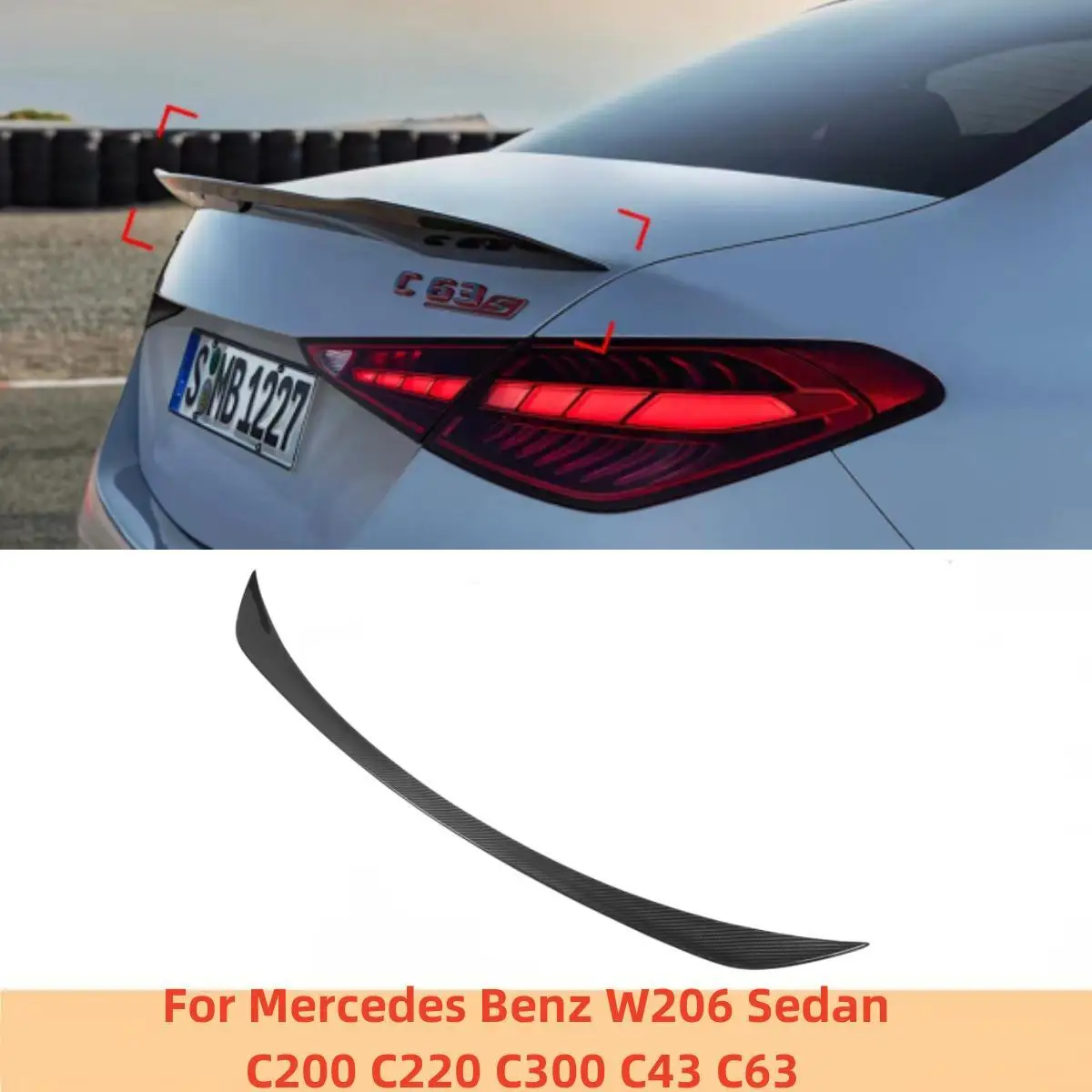 

5D Real Carbon Fiber Rear Trunk Spoiler Tail Wing For Mercedes Benz W206 Sedan C200 C220 C300 C43 C63 2021 2022 2023 2024 2025