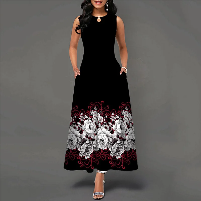 

Women New Loose Floral Vintage Hole Ruffles Befree Dress Large Big Summer Camis Party Elegant Maxi Dresses Plus Sizes