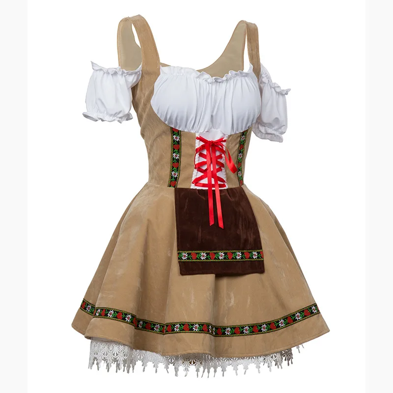 Beer Festival Clothes Bavarian Women Traditional National Costume Short Sleeve Dress Stage Performance Darment Halloween Costume