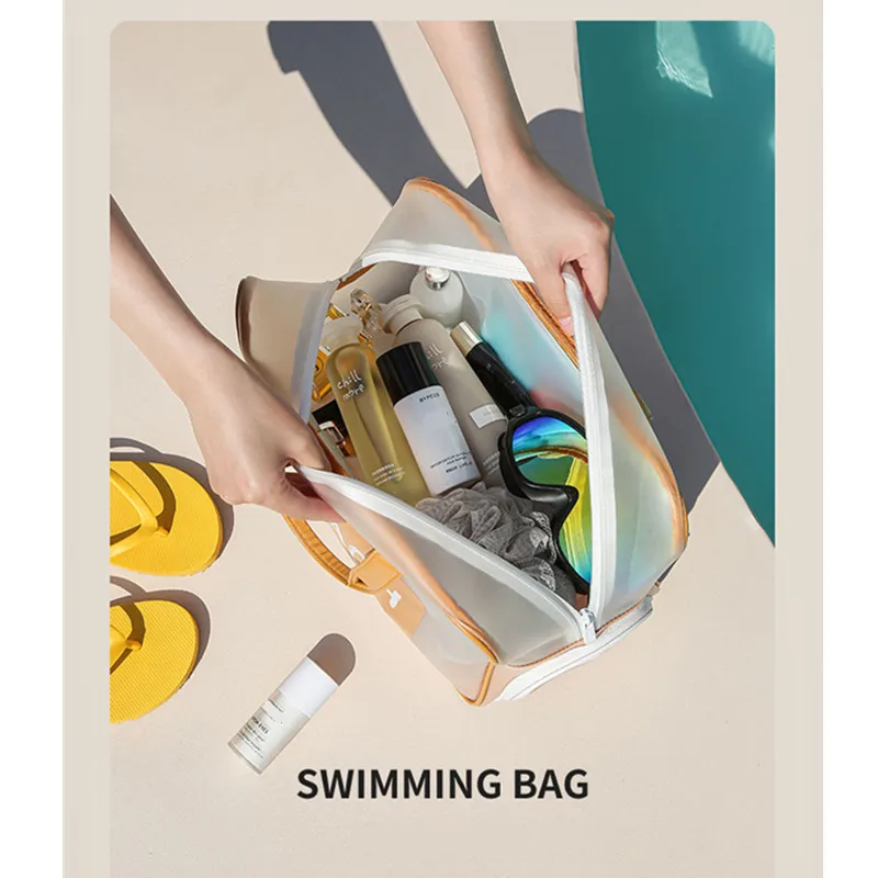 Women's Beach Bag Sport Pouch Pvc Water Pool Bathing Wet Stuff Cometic Storage Handbags For Fitness Packing Gym Swim Accessories
