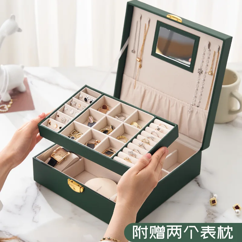 

Multi layer lockable jewelry box multi-functional earring jewelry storage box ring necklace jewelry storage box