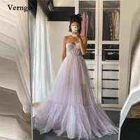 verngo sweetheart lavender tulle prom dresses fairy a line long evening gowns beach party formal simple dress for photoshoot