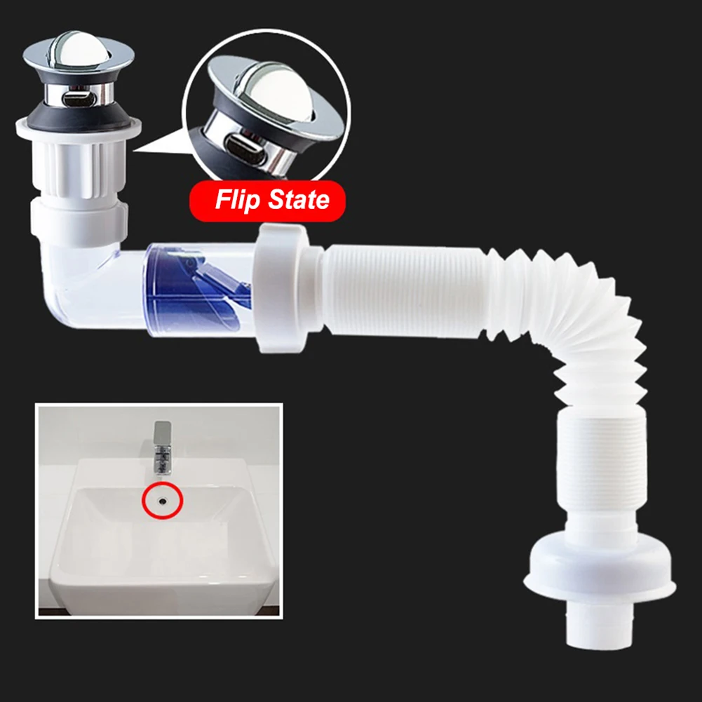 

ABS Drain Hose Washbasin Corrugated Curved Pipe Bathroom Expandable Rotate Drain Tube Kitchen Sink Anti-blocking Sewer Deodorant