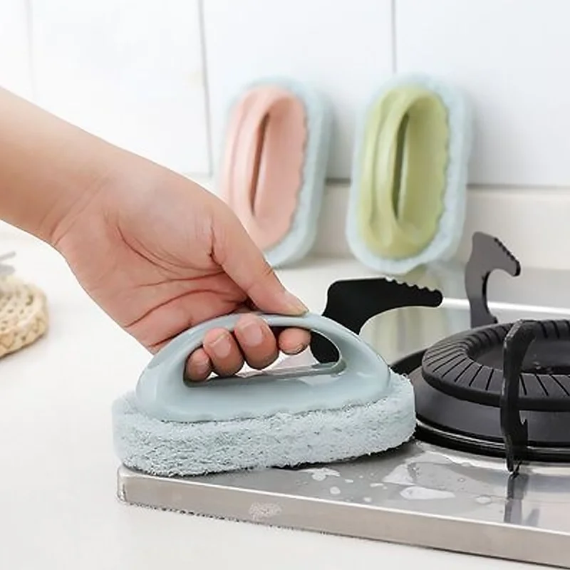 

Sponge Cleaning Brush Handle Tiles Brush Kitchen Bathroom Stove Bathtub Sink Cleaning Dish Pot Cleaning Brush Clean Tools Access