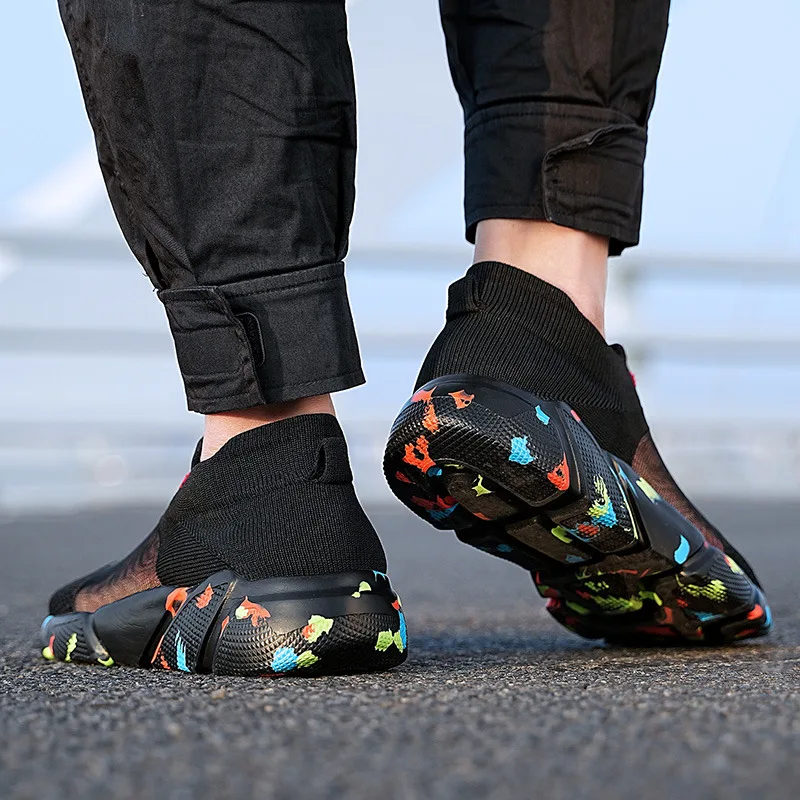 Summer Hot Colour Sock Sneakers Men Lightweight Breathable Men's Running Shoes Size 35-47 Chunky Couple Shoes tenis masculino