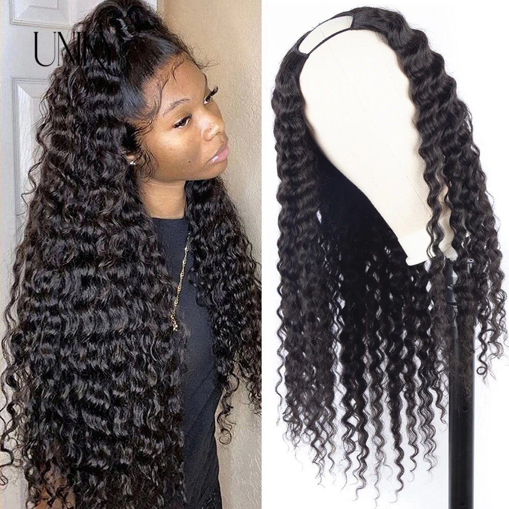

Deep Curly V Part Wig Human Hair Wigs Non Lace Frontal Upgrade U Part Wig No Glue Deep Wave Human Hair Half Wigs For Women Remy