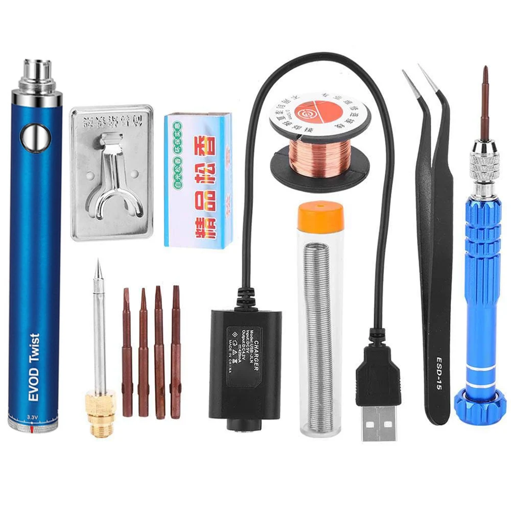 

Adjustable Temperature Electric Soldering Iron Kit 5V 15W USB Charging Welding Soldering Iron Tips Microelectronics Repair Tool