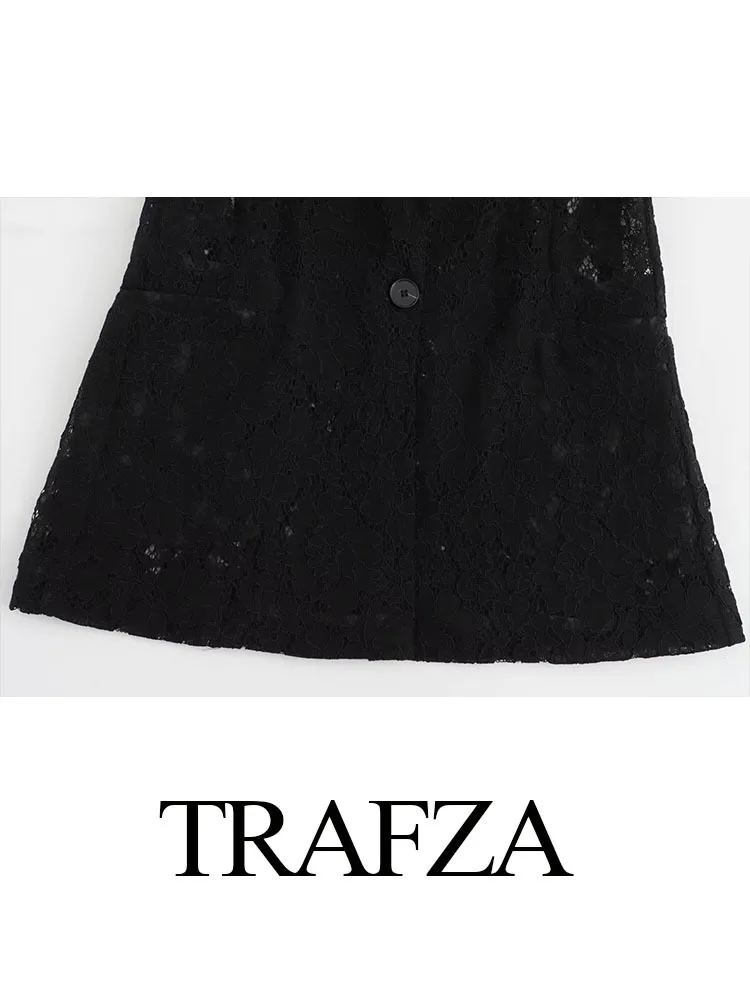 Новый женский элегантный однотонный кружевной ажурный костюм с одним воротником