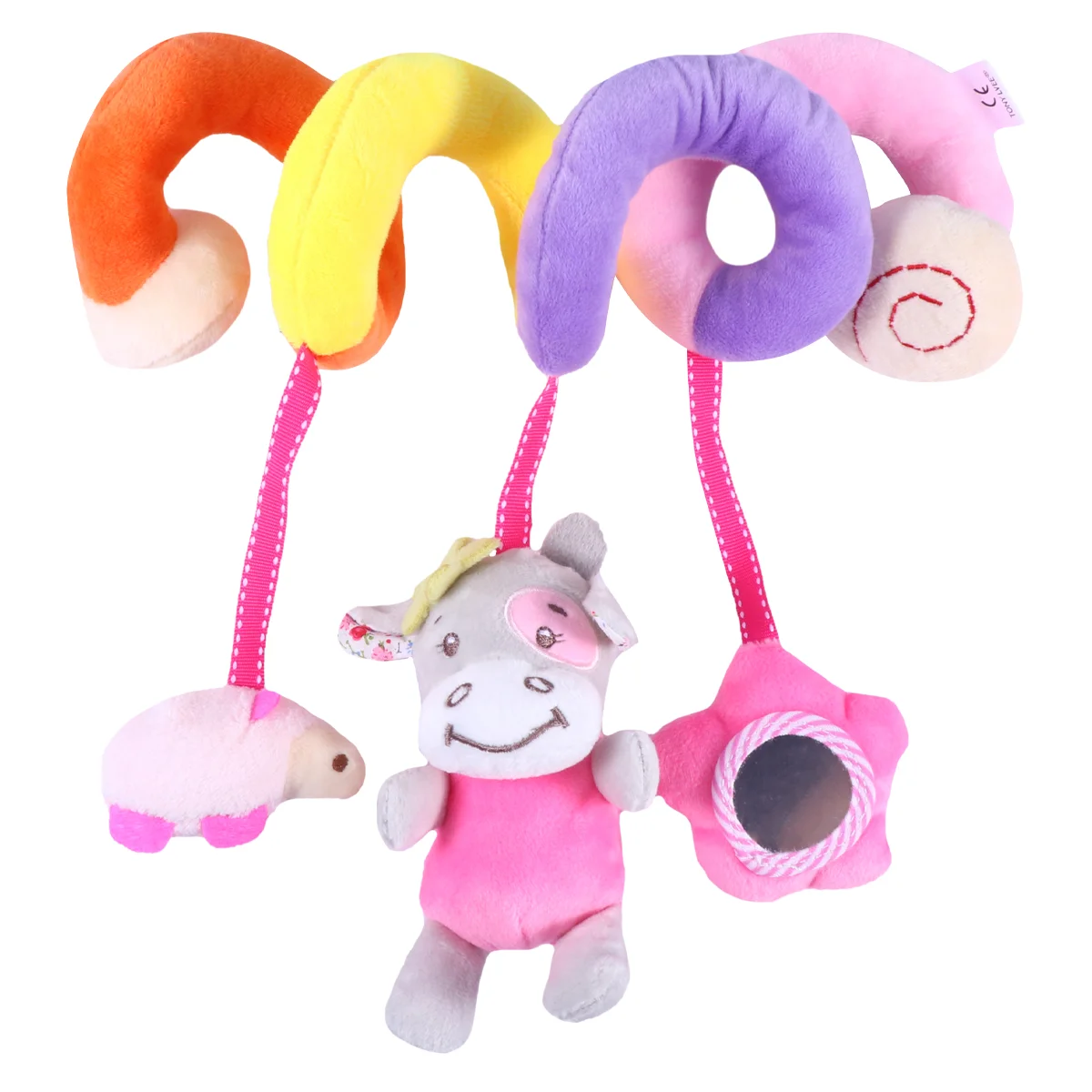 

1PC Multifunctional Kid Baby Crib Cot Pram Hanging Rattles Spiral Stroller Car Seat Toy with Ringing Bell (Cow Style)