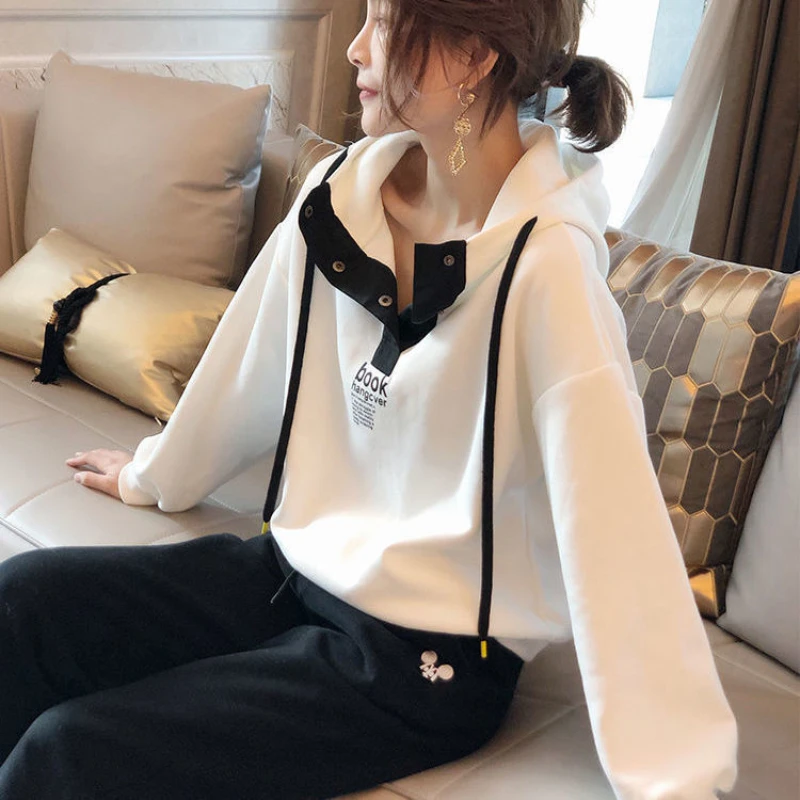 

Large two piece set Plush loose hooded 2022 new style sweater Harlan pants casual sportswear set women's fashion