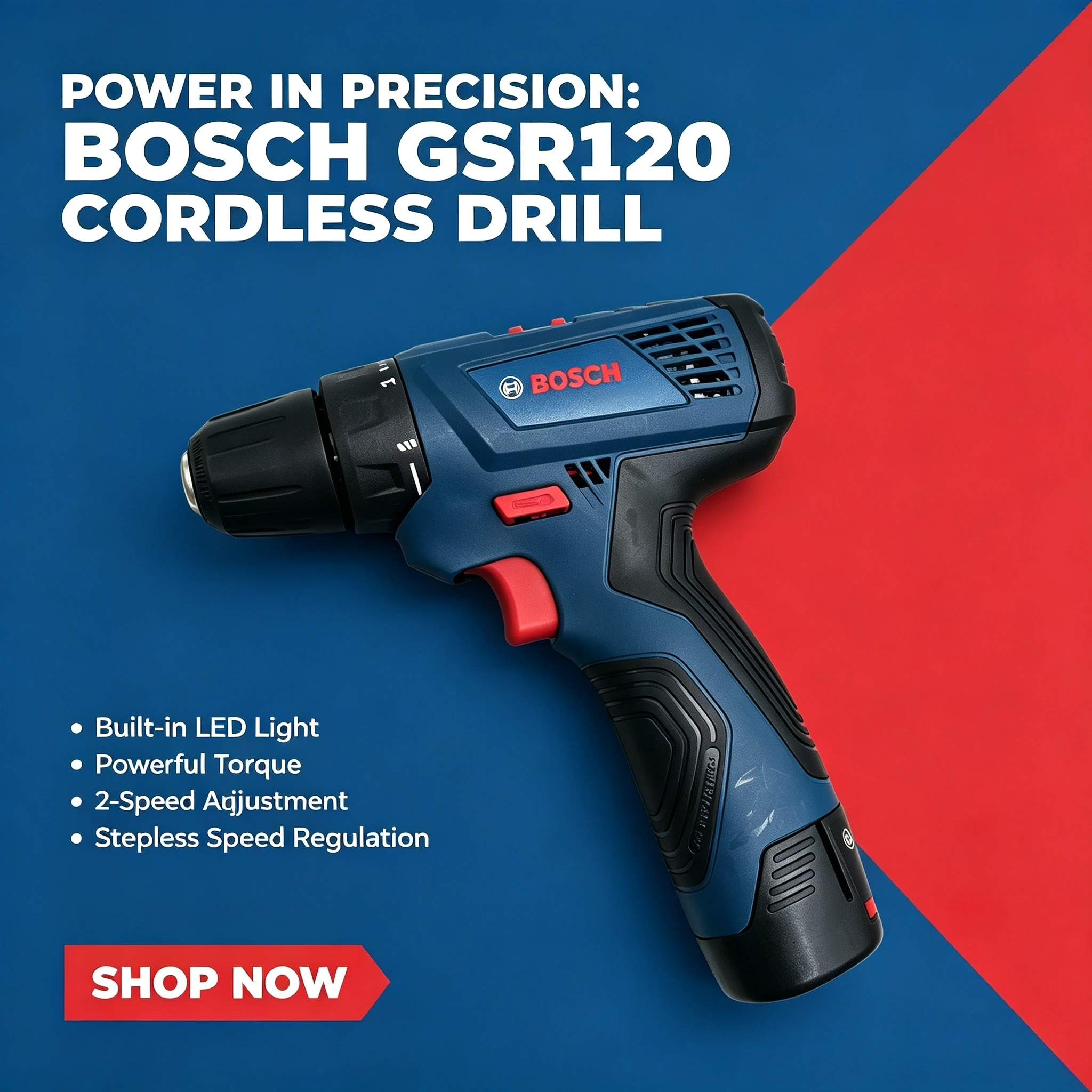 Фото Электрическая дрель Bosch Professional GSR120 12В, аккумуляторная, многофункциональная, для дома и DIY, шуруповерт, электроинструмент №1