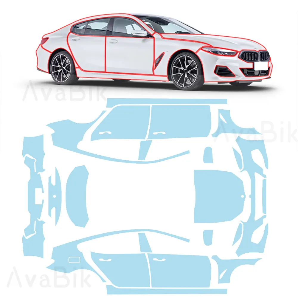 Фото Пленка PPF для BMW 8 серии M850I 19-24, предварительно вырезанная защитная пленка для кузова автомобиля, прозрачный комплект аксессуаров, прозрачный ТПУ с самовосстановлением. №1