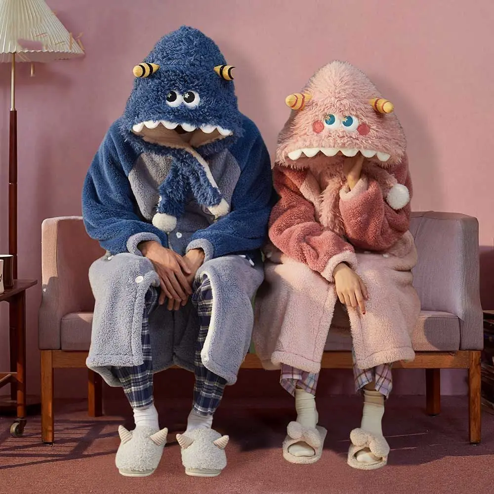 

Зимняя новая модель, плюшевый халат, милый халат, мужская пижама, одежда для сна, Женская хлопковая одежда для сна