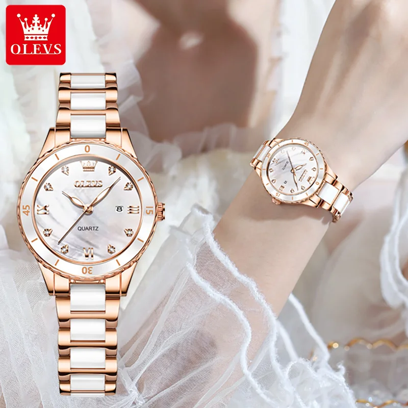 Часы OLEVS для женщин водостойкий керамический ремешок женские часы роскошные