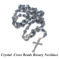 new fine handmade crystal cross prayer beads rosary pendant chain necklace catholic saints prayer articles jewelry gift