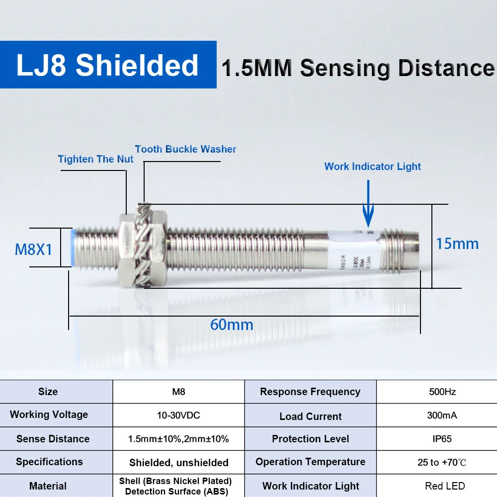 

AUCHTEL IP65 M8 индуктивный датчик LJ8A3