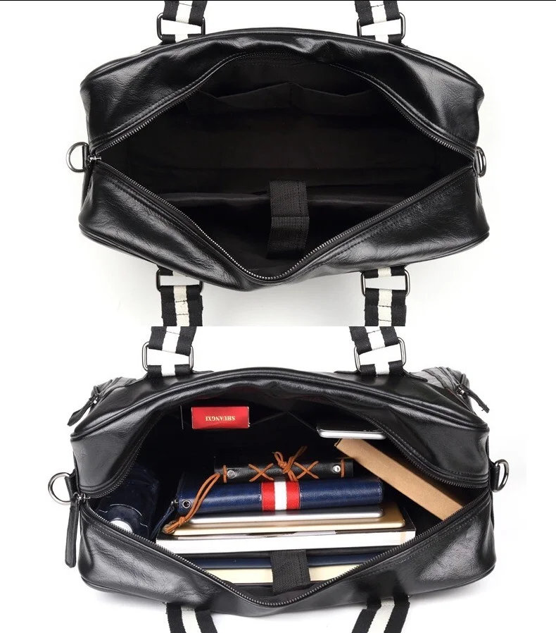 Fashion Men PU Leather Briefcase Male Black Handbag Messenger Bag Business Big Shoulder Bags New Men Women Travel Bag Totes bags