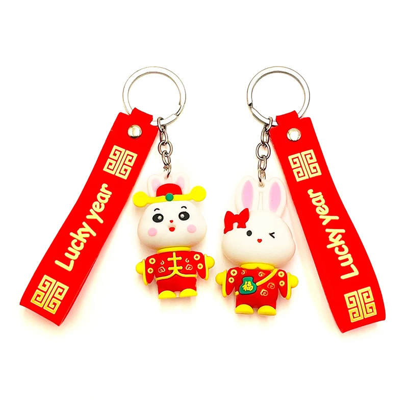 

Новогодний брелок 2023, милые аксессуары в виде зайчиков, декоративные брелки с китайскими зодиаками и животными