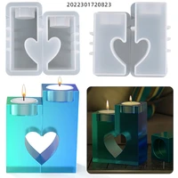 rectangular heart candlestick diy crystal epoxy resin silicone candle holder handmade reusable home decor epoxy silicone mold