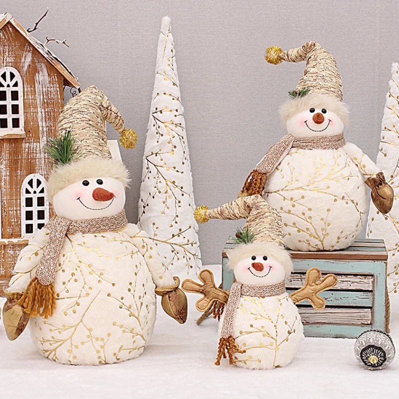 60/26cm Big Size Christmas Dolls Decoration Short Plush Printe Santa Claus Snowman Doll for Christmas Tree Ornaments Figurine