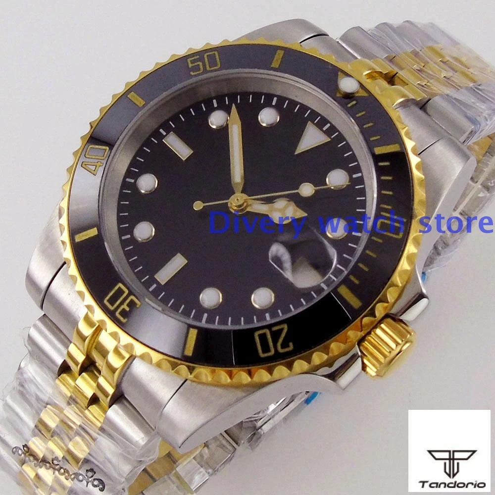 

Sapphire Glass Jubilee Band Date Cyclops Ceramic Insert Gold Plated 40mm Men's Automatic Watch Japan NH35/Miyota 8215 Movement