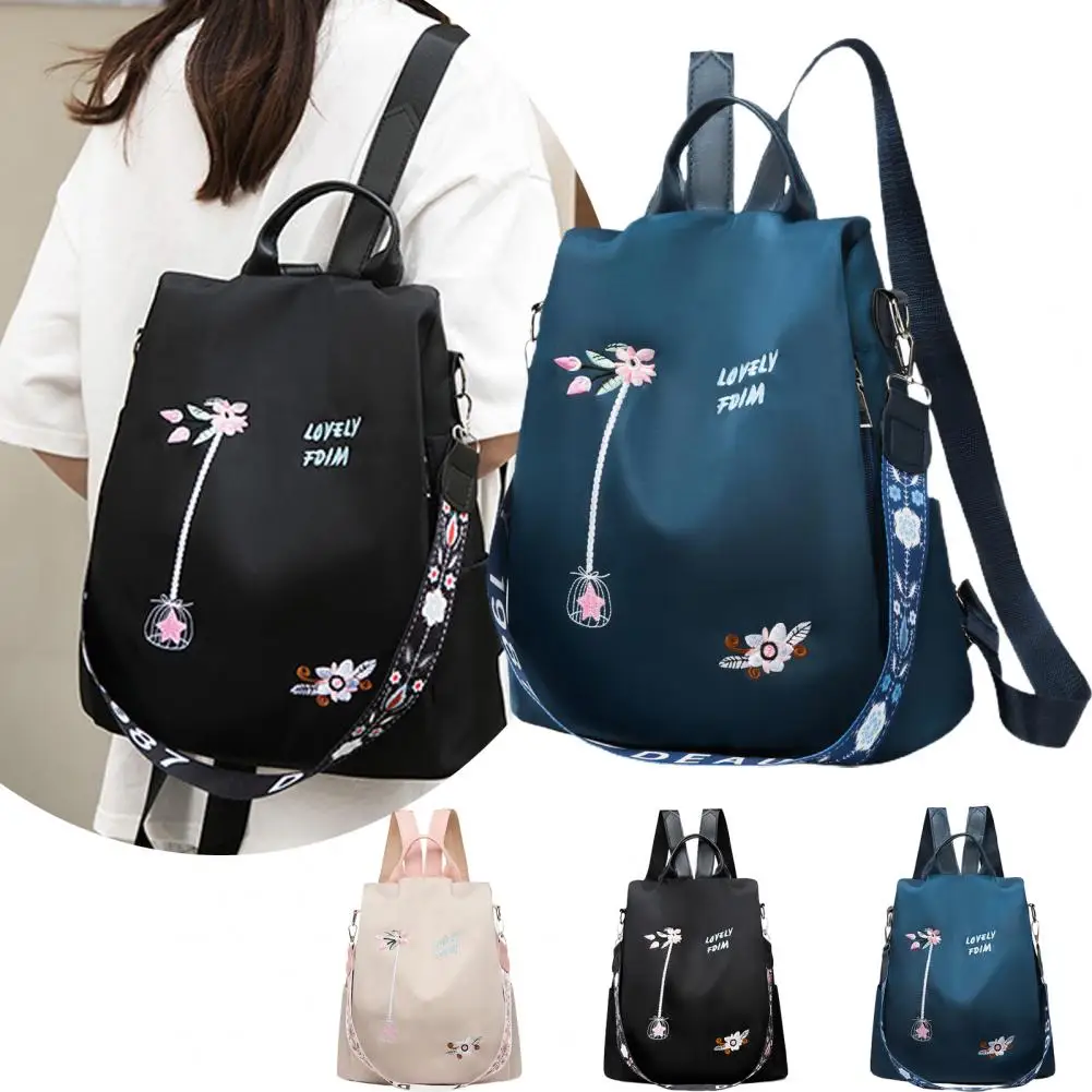 

Women Backpack Shoulder Strap Large Capacity Literary National Style Storage Flower Embroidery Travel Backpack Student Bags
