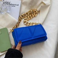 leather shoulder bag woman fashion brand gold chain small handbag vintage shoulder bags pure color fashion women clutch purse