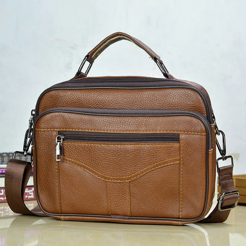 

Small Handbag for Men Genuine Leather Shoulder Bag Male Fashion Horizontal Messenger Bags Men's Ipad Business Briefcase Tote