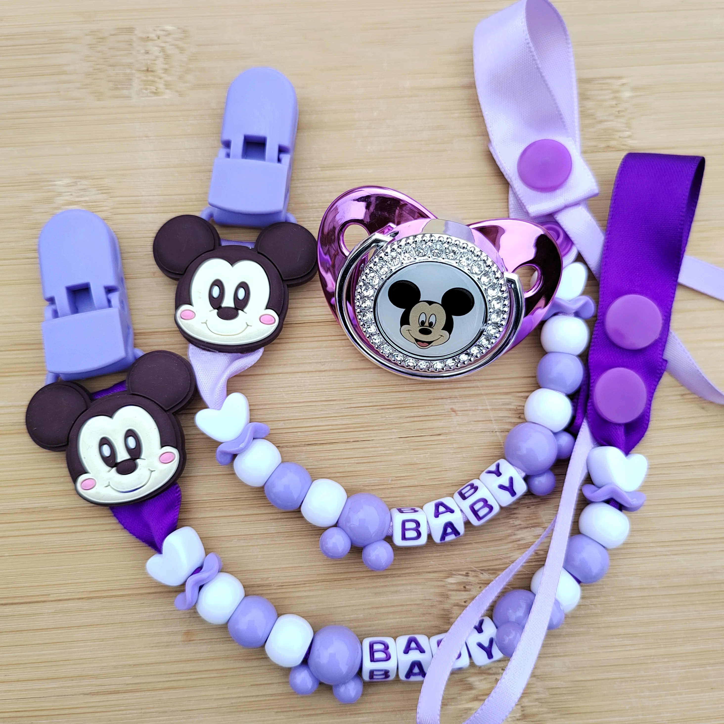 

[ 1pcs ]Pink Transparent Mickey Minnie Mouse Silicone Pacifier BPA Free Infant Boy Girl Teething Toys Kids Chew Toy 0-18m Babies