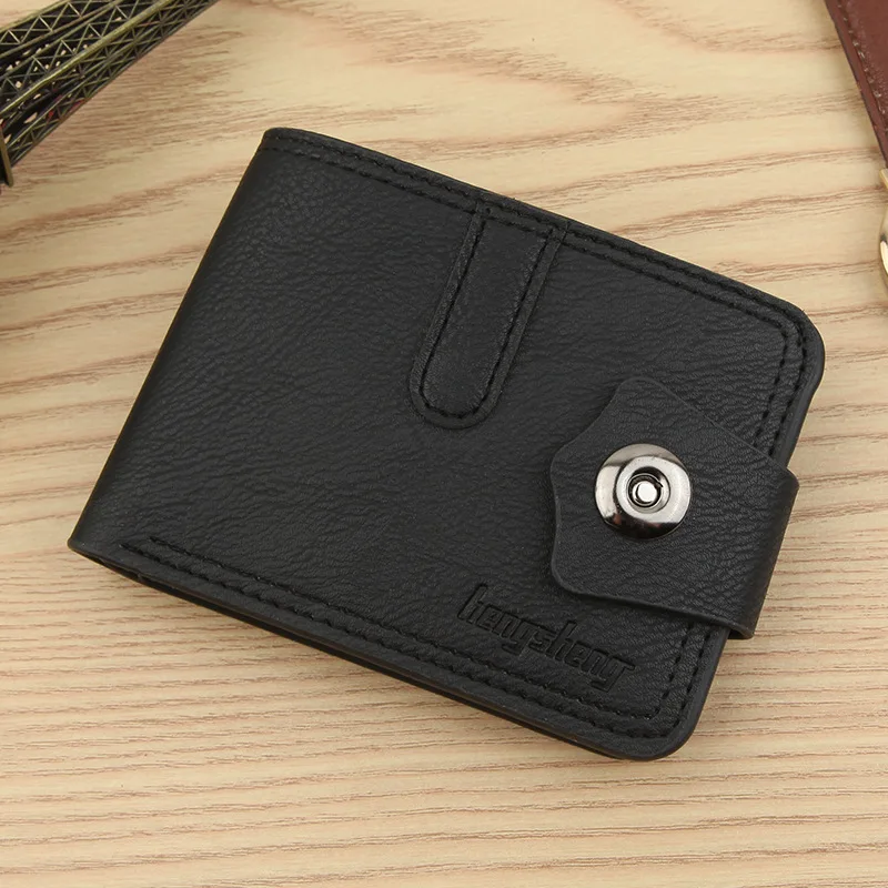 Мужской короткий кошелек из искусственной кожи вместительный многопозиционный