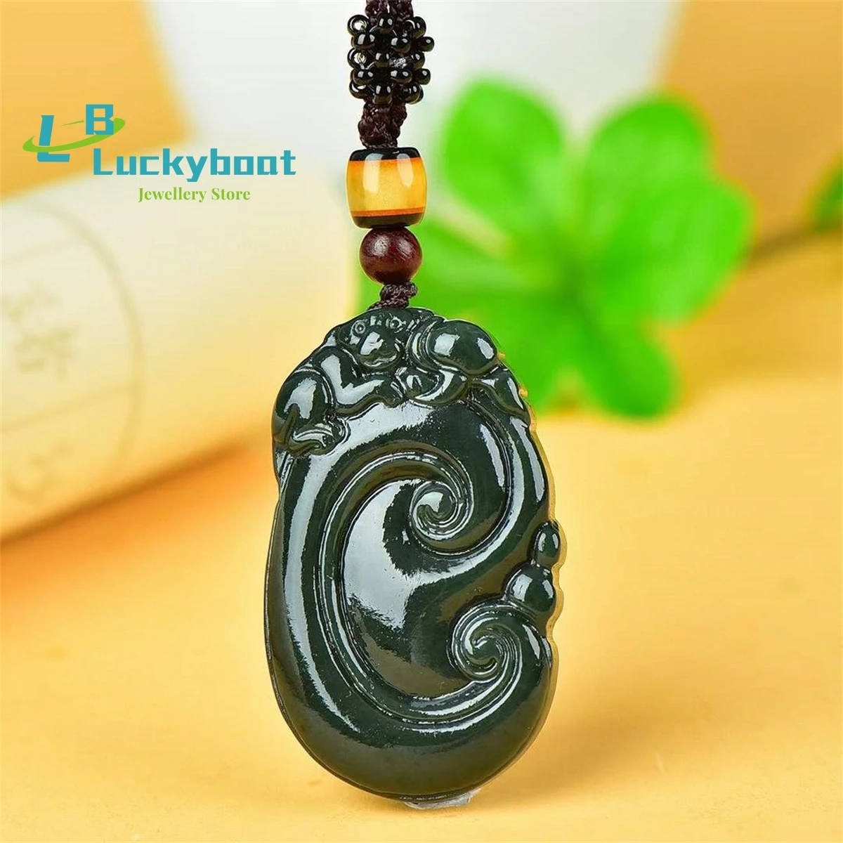 

Natural Hetian Blue Jade Ruyi Pendant is Simple Personalized Fashionable Exquisite and Versatile for Men and Women
