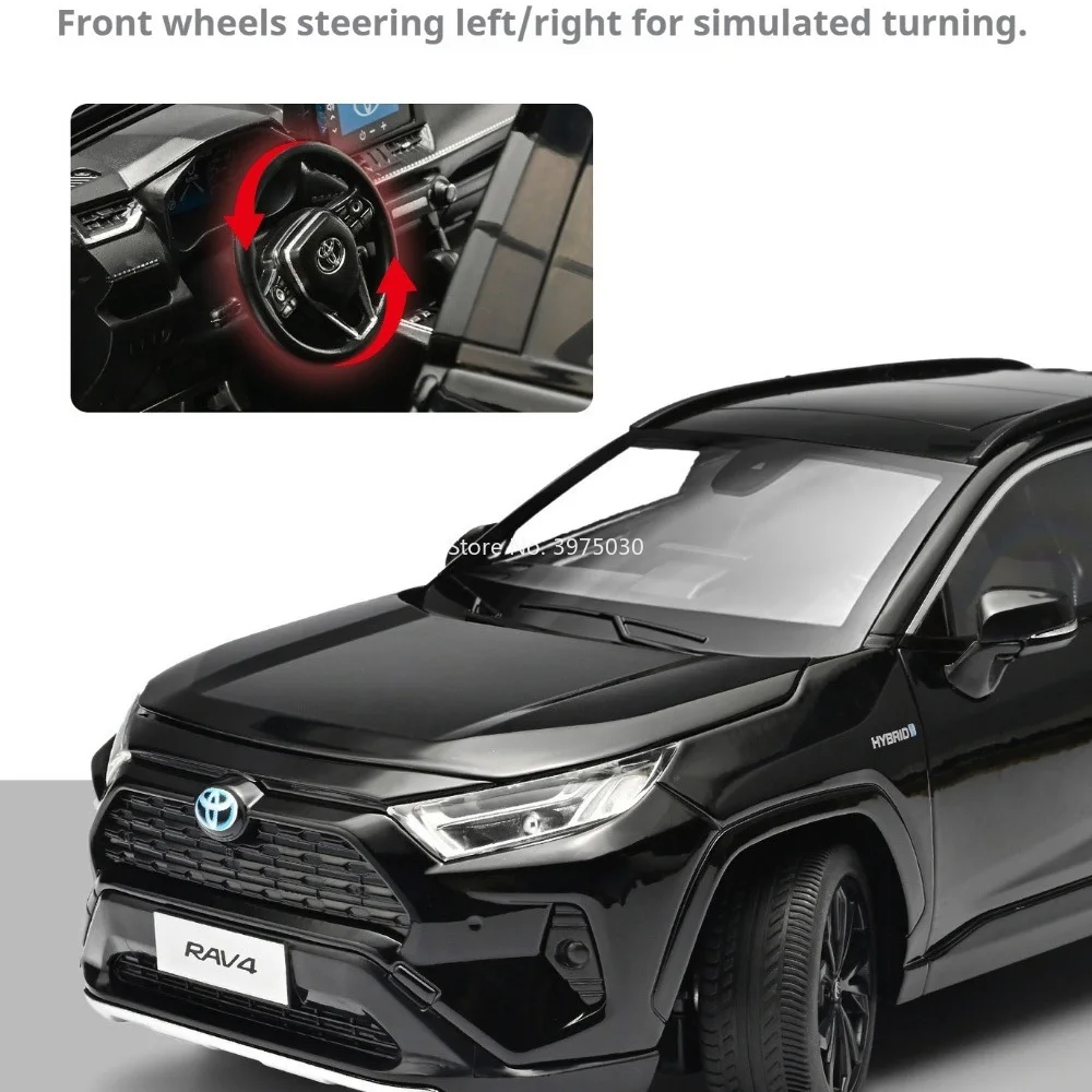 Фото Масштабная модель автомобиля Toyota RAV4 1:18 из литого сплава, с рулевым управлением передними колесами, полноприводной подвеской и резиновыми шинами, игрушка-машинка для взрослых, подарок №5