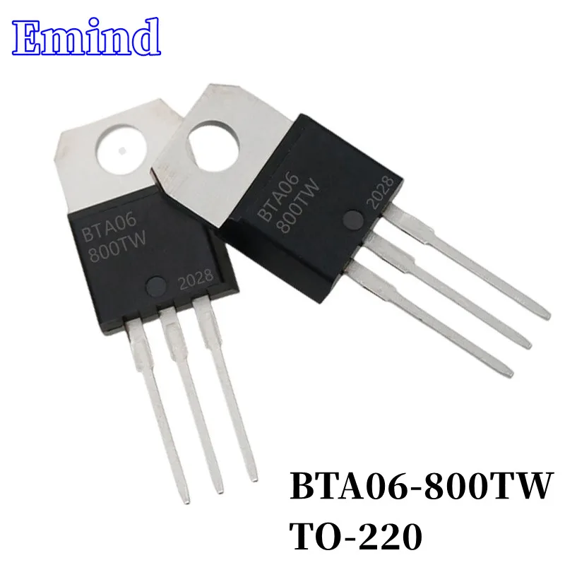

10Pcs BTA06-800TW BTA06 Thyristor TO-220 6A/800V DIP Triac Large Chip